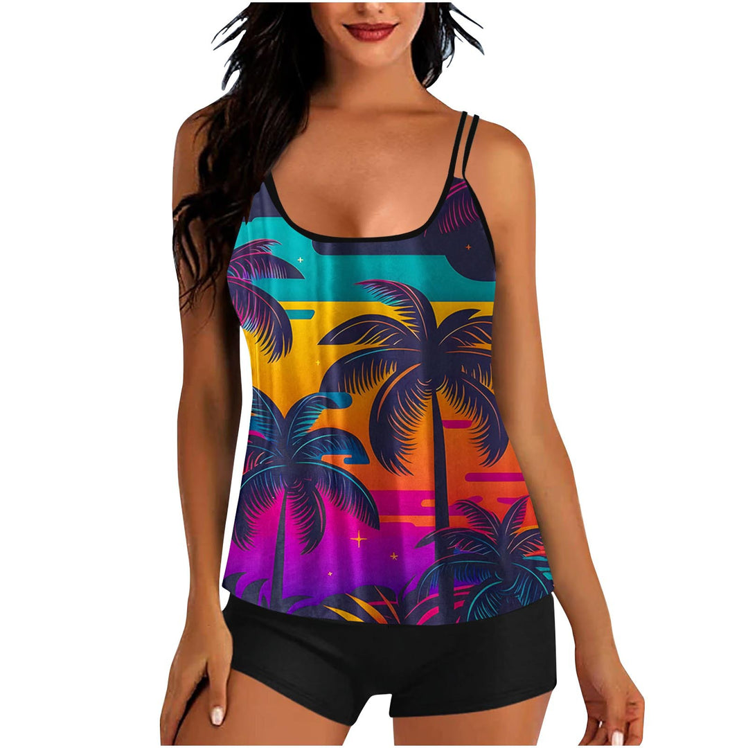 Damen Sportoberteil mit floralem Design und integriertem Shorts EB