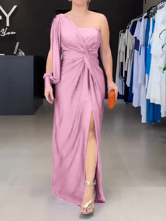 Damen Maxikleid mit asymmetrischem Design und seitlichem Schlitz EB