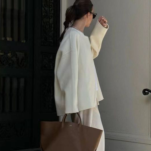 Damen elegante Oversized Jacke mit voluminösem Kragen EB