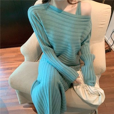 Damen Off-Shoulder Strickkleid im Rippdesign EB