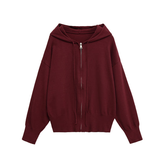 Damen lässige Kapuzenjacke mit Reißverschluss EB
