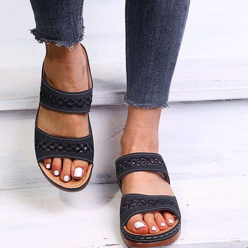 Damen Riemchen-Sandalen mit ergonomischer Fußbett und modischer Schnittführung EB