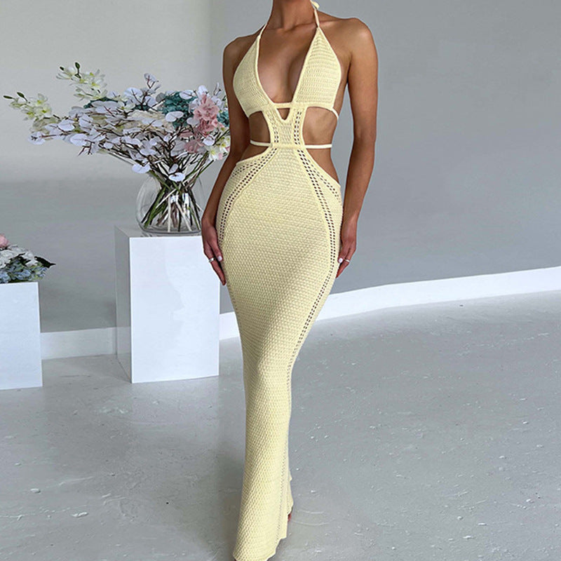Damen Häkelkleid mit raffinierten Cut-Outs und tiefem V-Ausschnitt EB