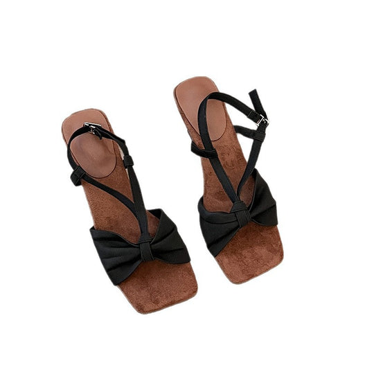 Damen Sling-Sandalen mit dekorativem Knotendesign und elegantem Absatz EB