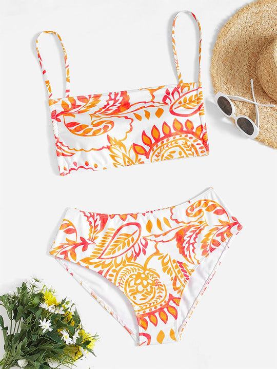 Damen Triangel-Bikini-Set mit verstellbaren Trägern und modischem Muster EB