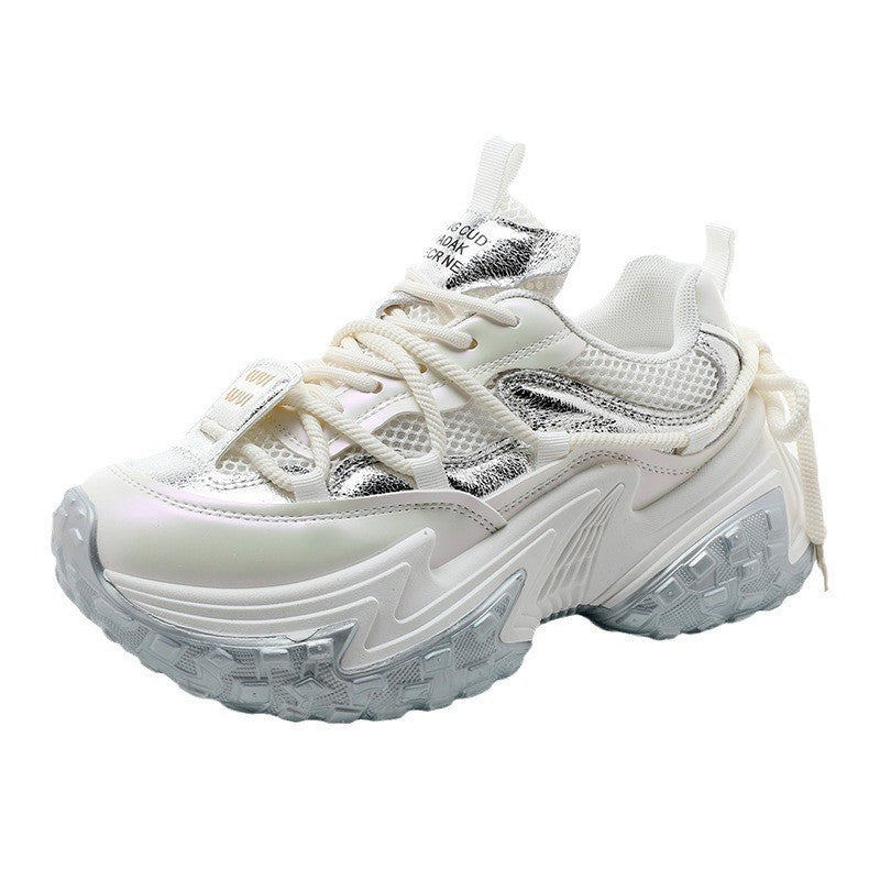 Damen modische Sneakers mit glänzenden Akzenten und stoßdämpfendem Sohlenprofil EB