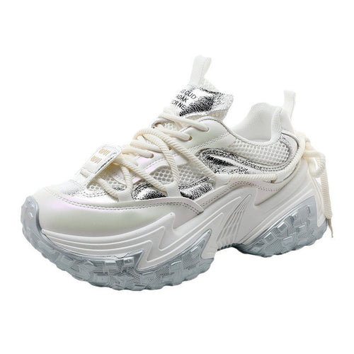Damen modische Sneakers mit glänzenden Akzenten und stoßdämpfendem Sohlenprofil EB