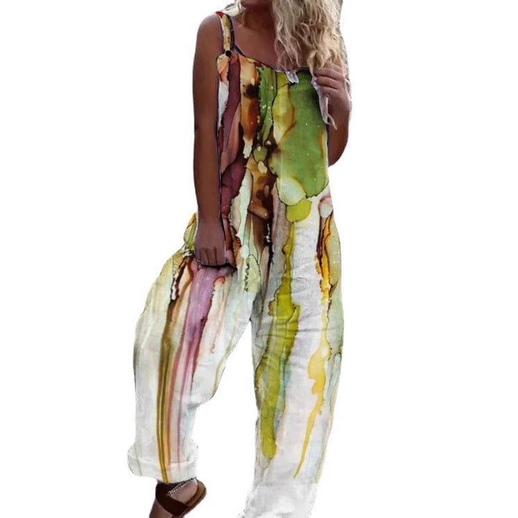 Damen Künstlerische Blumenmuster Overall EB