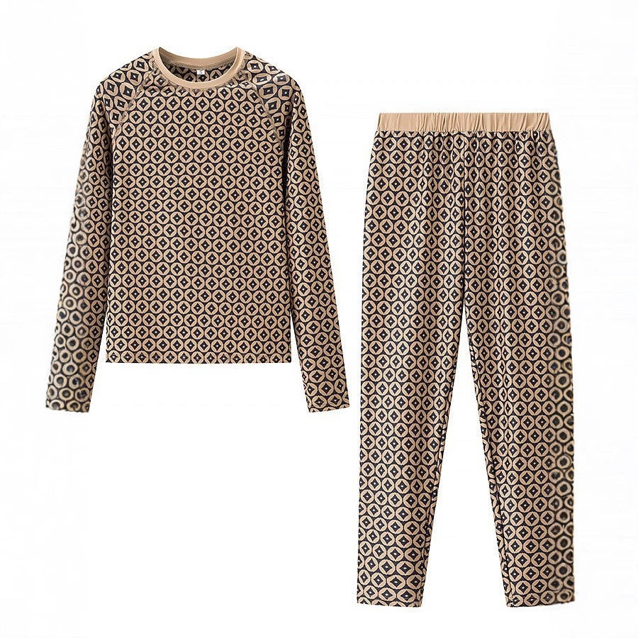 Damen Pyjama-Set aus weichem Jersey mit modernem Muster EB