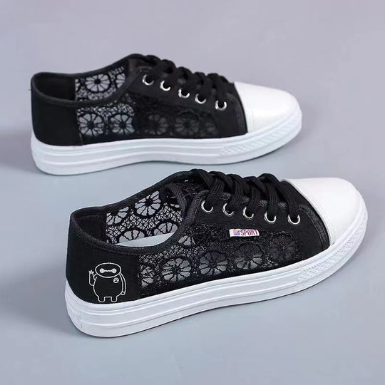 Damen Sneakers mit zartem Spitzenoberteil und bequemer Sohle EB