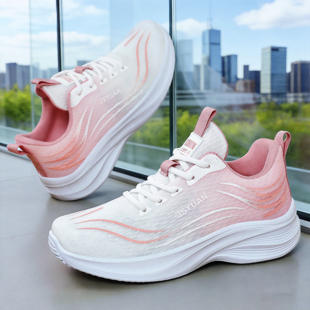 Damen Sportliche Laufschuhe mit atmungsaktivem Strickdesign und gepolsterter Dämpfung EB