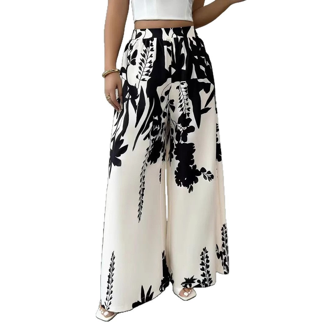 Damen weite Palazzo-Hose mit floralem Muster EB