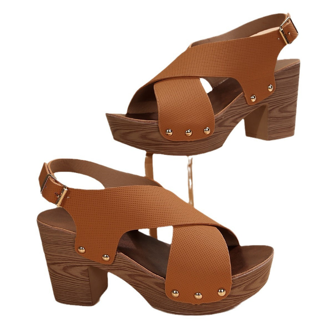 Damen Plateau-Sandalen mit modischem Riemendesign und stabilem Blockabsatz EB