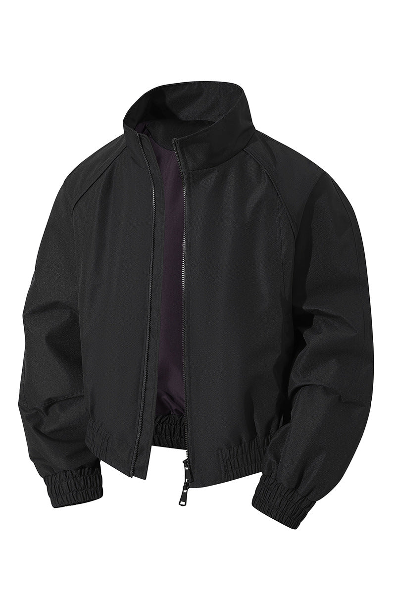 Herren leichter Windblouson mit hochgeschlossenem Kragen, zweiwege-reißverschluss und elastischem Kordelbund EB