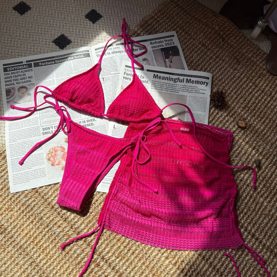 Damen Bikini-Set mit verstellbaren Bändern und lässigem Überrock EB