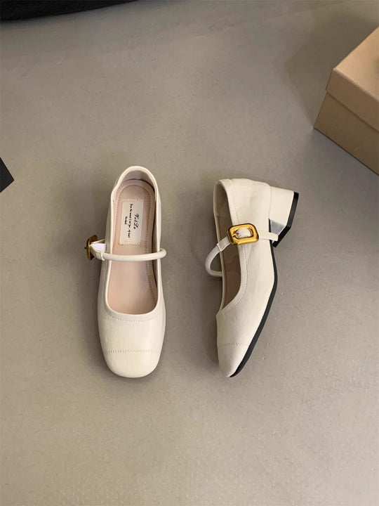 Damen Komfortable Ballerinas mit modischem Riemen und dekorativem Schnallenverschluss EB