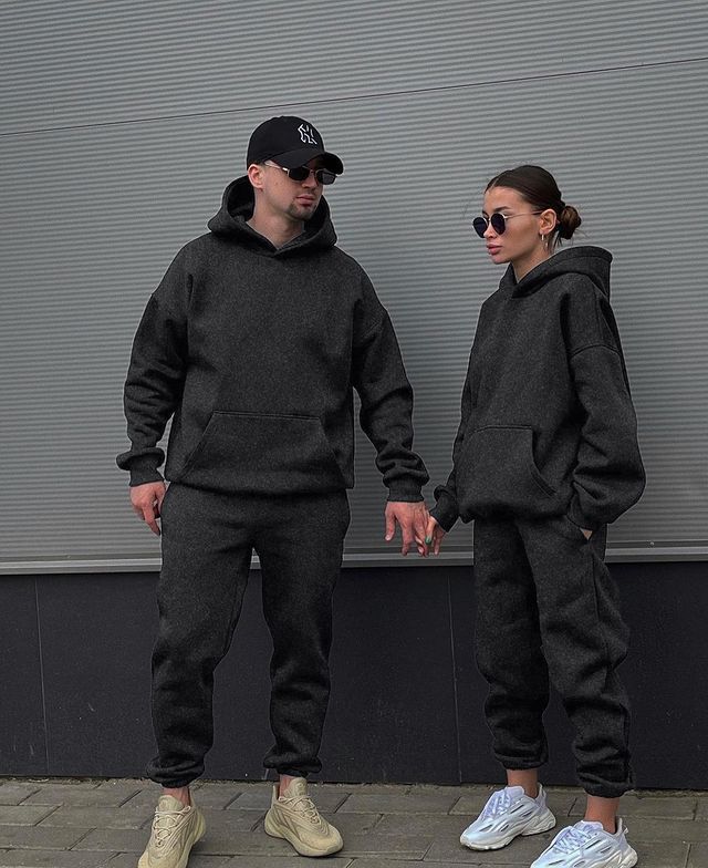 Unisex Oversize-Kapuzenpullover und Relax-Jogginghose Set aus hochwertiger Baumwollmischung EB