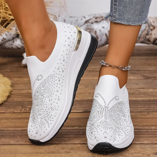 Damen Slip-On Sneakers mit funkelnden Strassdetails EB