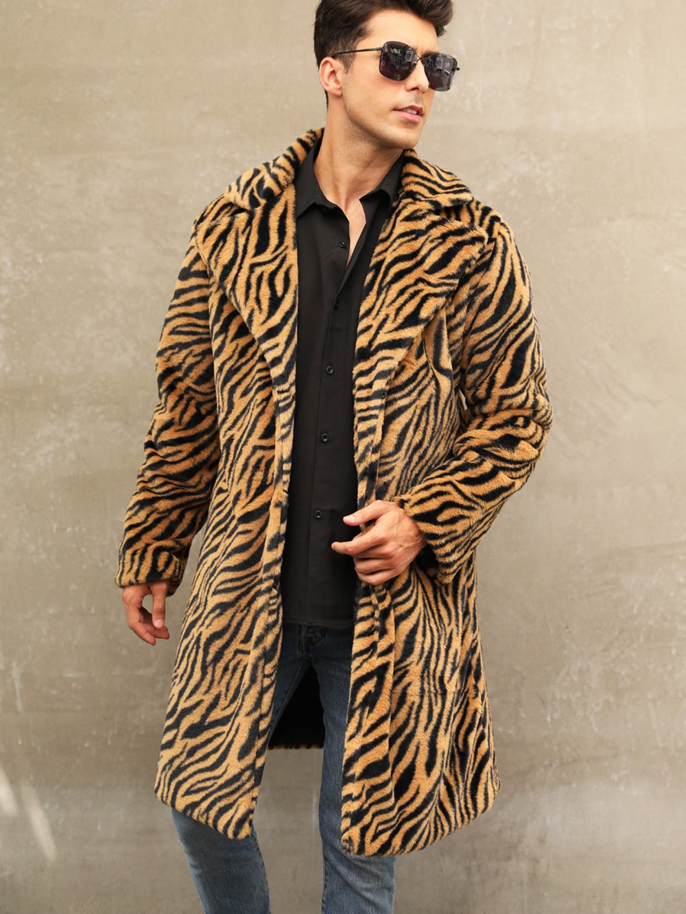 Herren Modischer und bequemer Zebra-Fellmantel EB