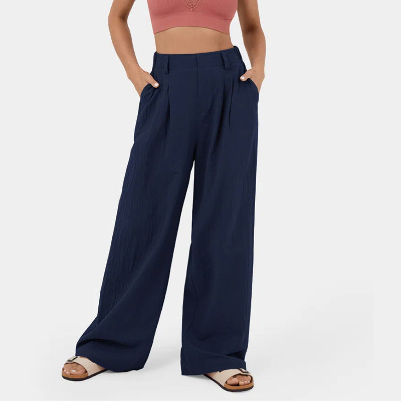 Damen Weite Chinohose mit elegantem Faltenwurf und seitlichen Taschen EB