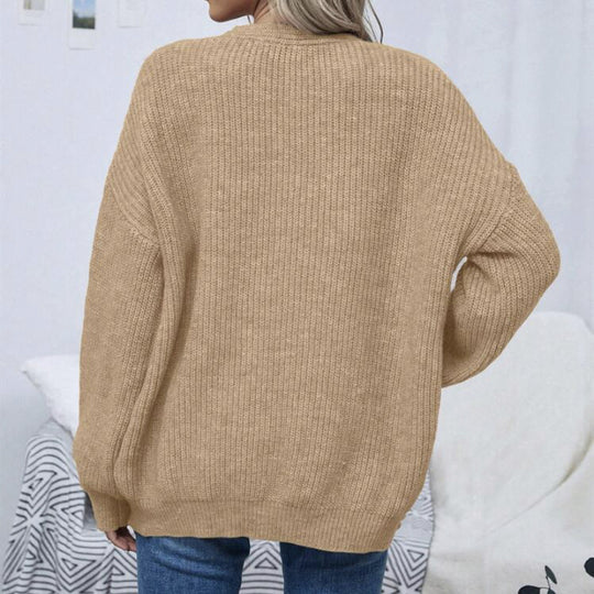 Damen Offener Oversize-Strickcardigan mit Raglanärmeln und feiner Rippenstruktur EB