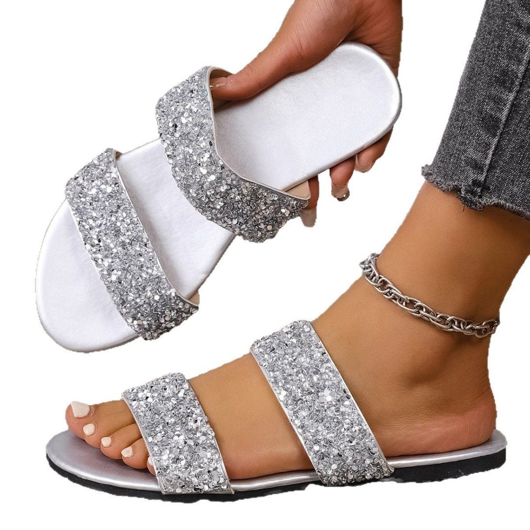 Damen Glamouröse Riemensandalen mit funkelnden Akzenten und weichem Fußbett EB