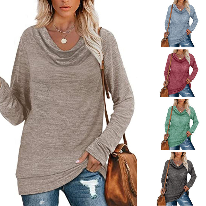 Damen lässiges Langarmshirt mit klassischem Wasserfall-Ausschnitt EB