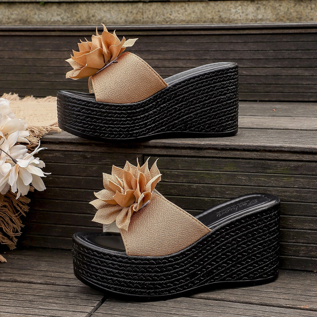Damen Wedge-Pantoletten mit floralem Design und rutschfester Sohle EB