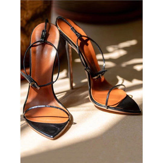 Damen elegante Sandalen mit verstellbarem Fußgelenkriemen EB