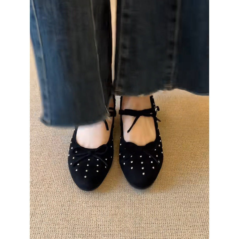 Damen Elegante Ballerinas mit funkelnden Nieten und bequemer Sohle EB