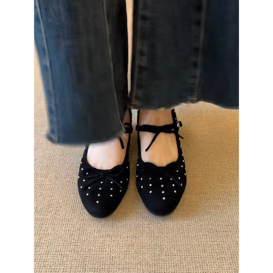 Damen Elegante Ballerinas mit funkelnden Nieten und bequemer Sohle EB