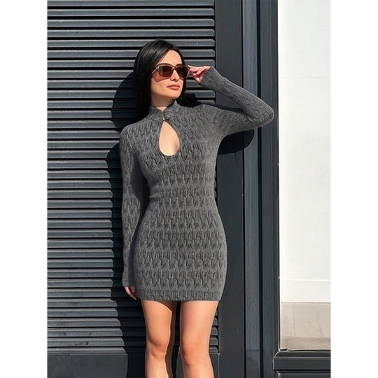 Damen figurbetontes Kurzarmkleid mit modernen Rippstrukturen EB