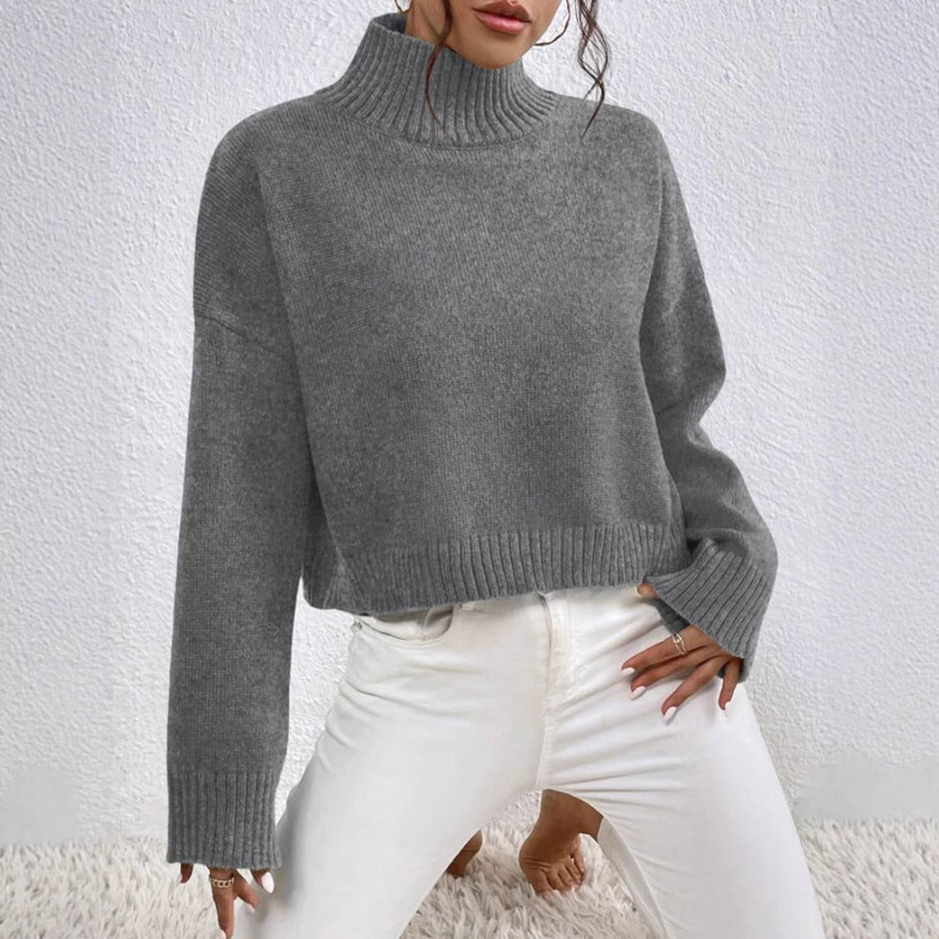 Damen modischer Kragenpullover aus weicher Wolle EB