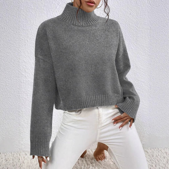 Damen modischer Kragenpullover aus weicher Wolle EB
