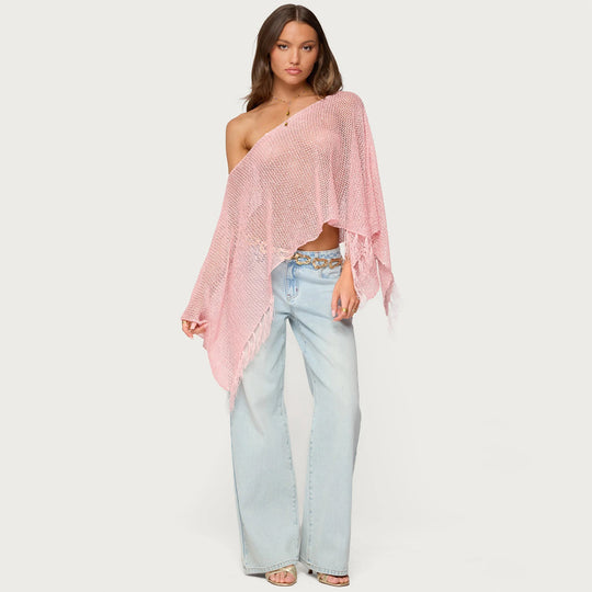 Damen stylischer Poncho mit Fransen EB