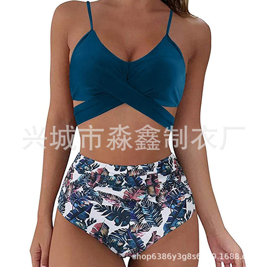 Damen Crop-Top Bikini-Set mit geflochtenem Design EB