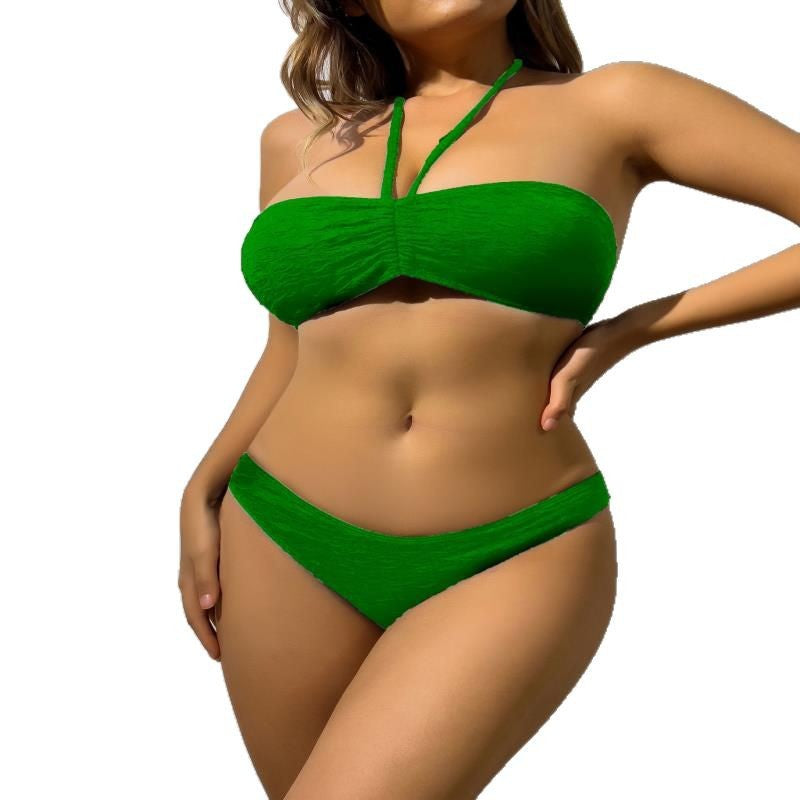 Damen Bandeau-Bikini mit elastischen Trägern und raffiniertem Wickeldetail EB