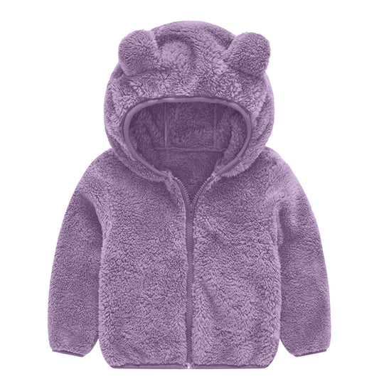 Damen Fleecejacke mit niedlichem Bärenohren-Design EB