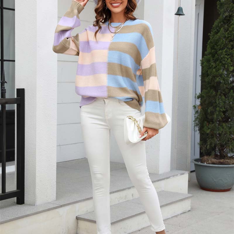 EB | Strickbluse mit Pastellfarben Polyester Lässig und Farbenfroh