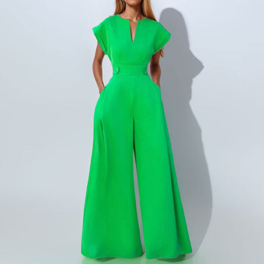 Damen eleganter Jumpsuit mit weitem Bein und praktischen Taschen EB