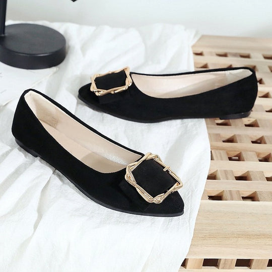 Damen Ballerinas mit eleganter Schmuckschließe EB