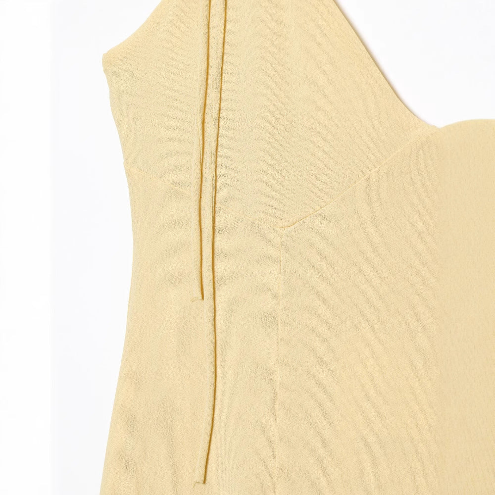 Damen Maxikleid mit voluminösen Rüschendetails und verstellbaren Spaghetti-Trägern EB