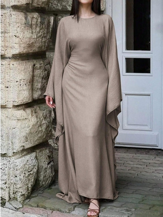 Damen Elegantes Maxikleid mit weiten Ärmeln und lockerem Schnitt EB