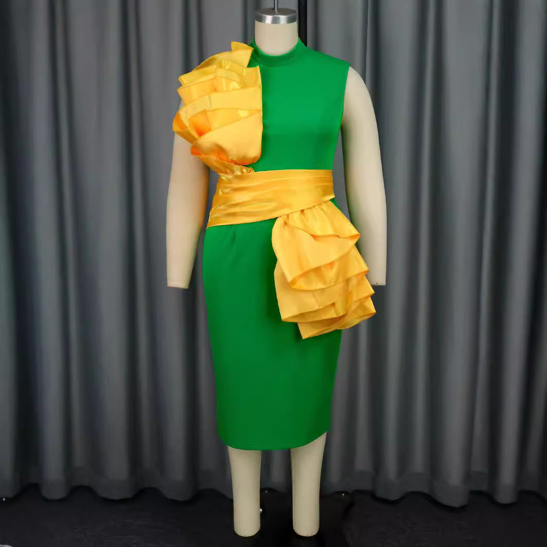 Damen elegantes Kleid mit extravaganten Rüschenelementen EB