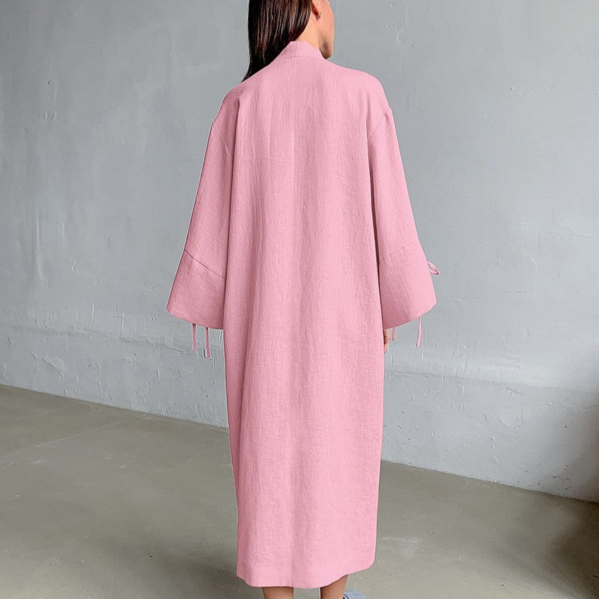 Damen Langärmliger Kimono-Robe mit seitlichem Bindeband EB