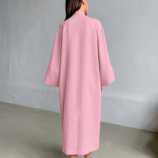 Damen Kimono-Style Morgenmantel mit verspieltem Rüschendetail EB