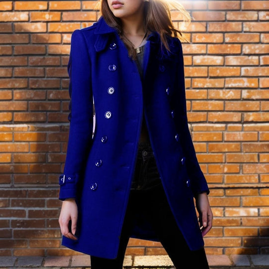 Damen Wollmantel mit stilvollem Knopfdesign EB