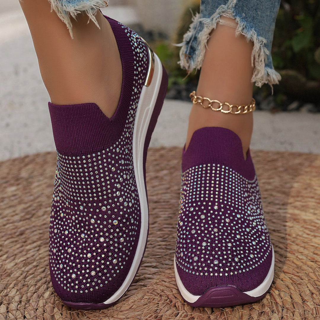 Damen Glitzernde Slip-On Sneakers mit atmungsaktivem Obermaterial und modischem Design EB