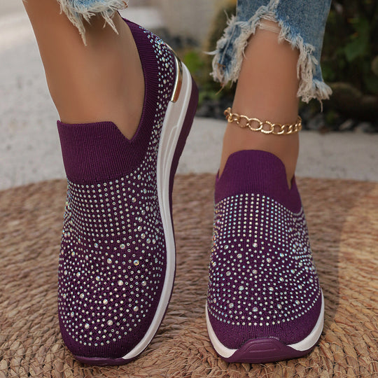 Damen Glitzernde Slip-On Sneakers mit atmungsaktivem Obermaterial und modischem Design EB
