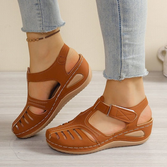 Damen Komfortable Keil-Sandalen mit atmungsaktiven Riemen EB